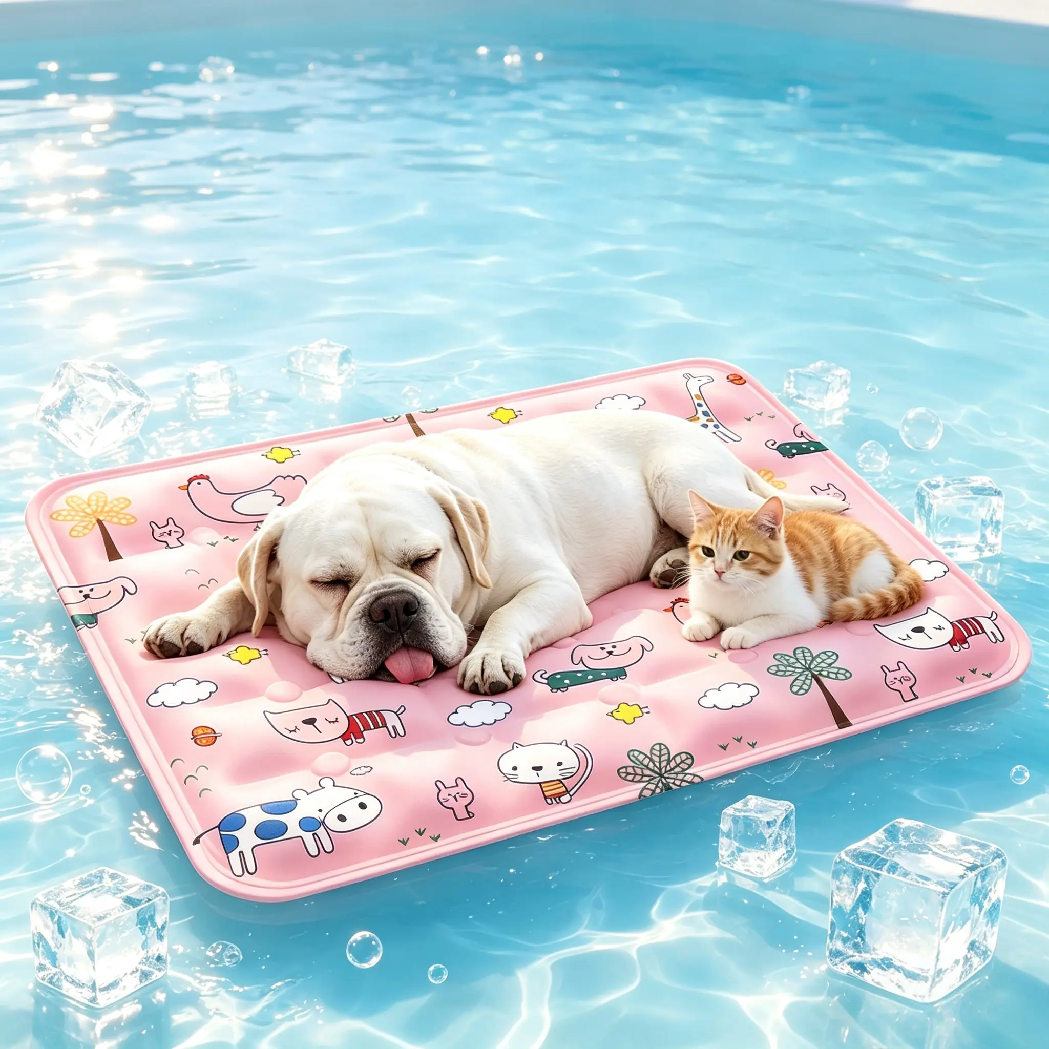 Keep your furry friend cool all summer! Self-cooling gel mat requires no electricity. Non-toxic material, easy to wash, anti-slip bottom, perfect cooling sleeping pad for dogs, cats and small pets to beat the heat.