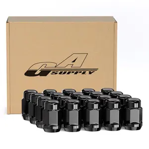 Black 12x1.5 Lug Nuts 20pcs, M12x1.5 Closed End Bulge Acorn Lug Nut 1.38" 35mm Tall 3/4" 19mm Hex Conical/Cone Seat for Wheels