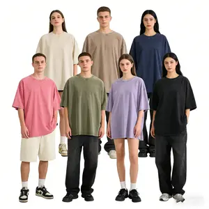 4-pack of plus-size solid color retro washed loose T-shirts, waterproof and machine washable pure cotton sweatshirts