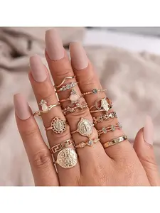79-128 Pieces Boho Finger Rings Set for Women Men Girls Ankle Rings Set Silver Gold Stackable Midi Rings Set Adjustable Open Knuckle Rings Fashion Jewellery Gift