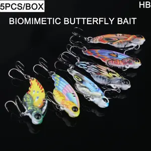 5-Pack Butterfly Metal Vib Fishing Lures, Far Casting Zinc Alloy Hard Baits, Colorful Fish Attractants, Artificial Bait Set
