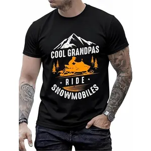 100% Cotton Cool Grandpas Ride Snowmobiles - Snowmobile Dad Grandpa Gift T-Shirt
