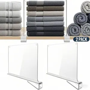 Acrylic Shelf Organizer Dividers for Closet Storage - 2 Pack Clear Shelf Inserts for Clothes Books Handbags - Space Saving Shelf Separators for Bedroom Kitchen Office - Durable Non-Slip Shelf Management Solution