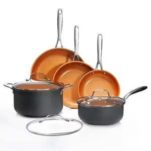 8-Piece Hard Anodized Aluminium Cookware Set - Non-Stick Ceramic, Induction Compatible, with Heat-Resistant Handles