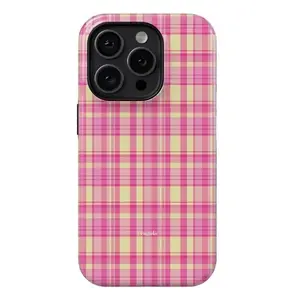 Fragola BUTTER iPhone Case - Pink & Yellow Plaid Design, Compatible with iPhone X, 11, 12, 13, 14, 15, 16, 17 & more
