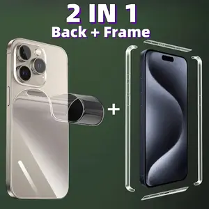 2IN1 1+1 Frame Side Hydrogel Film For iPhone 15 15Pro 15Plus Pro Max With Back Screen Protector Protective Film Not Glass
