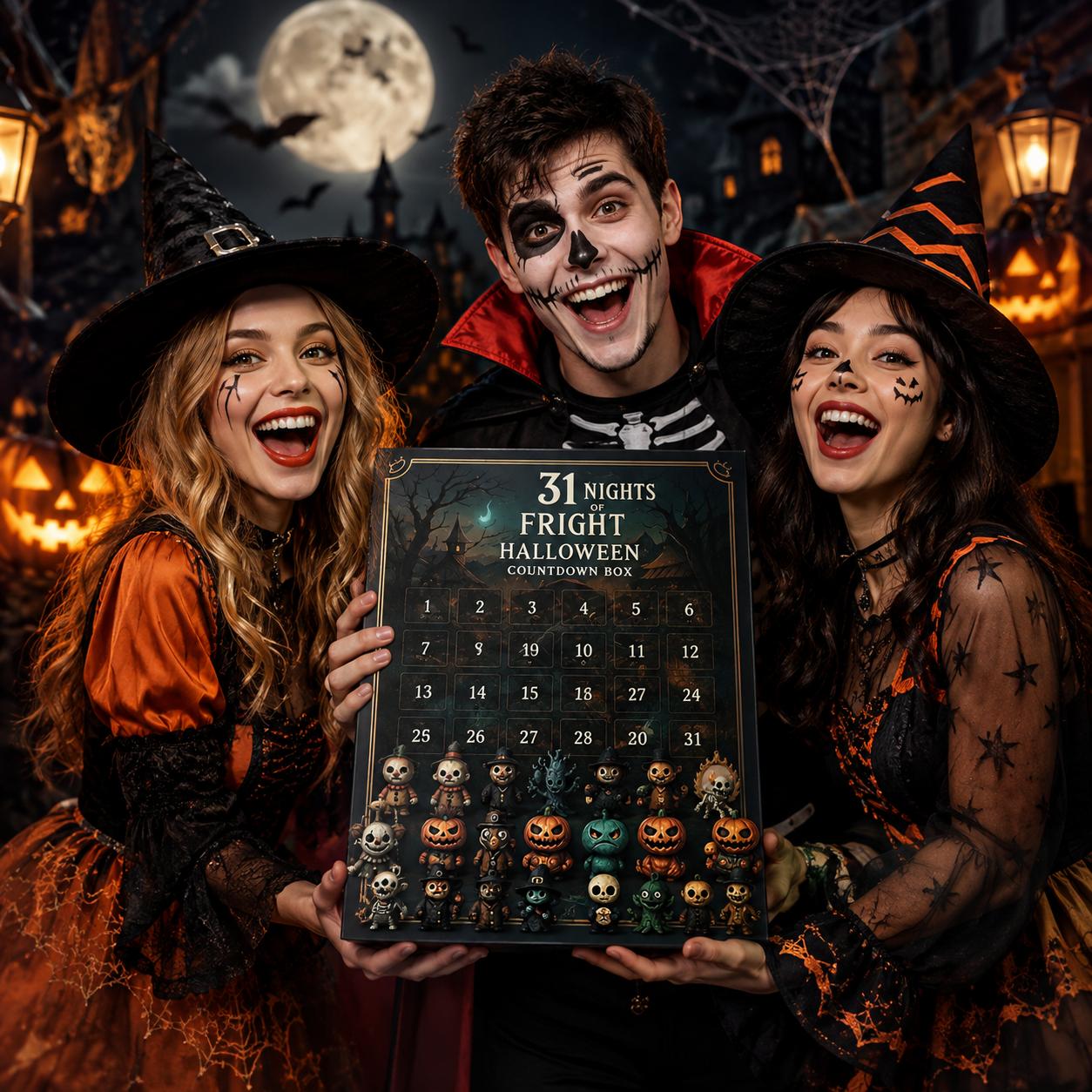 2026 Halloween Countdown Advent Calendar Gift Box - 31 Nights of Fright Blindbags Surprise Set, Scary Doll Collectible Minifigures, Hanging Charms, Mini Decorations, Festive Horror Vibe Gift for Horror Lovers with Daily Halloween Surprise