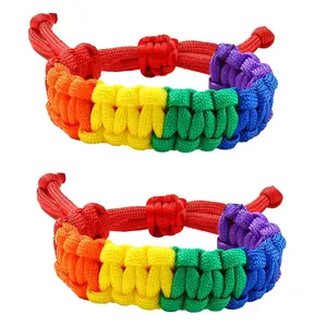 Gay Hand-woven Rainbow Bracelet LGBT Six-color Les Friendship Hand Rope Umbrella Rope Bracelet