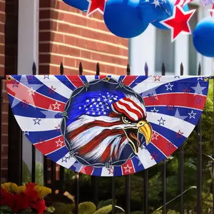 Happy 4Th Of July Fan Flag, Patriotic Eagle American 250 Banner, America 250Th Anniversary Bunting Flag, Family Is Our Strength