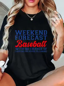 100% Cotton Retro Baseball Mom Mother's Day Weekend Forecast Baseball T-Shirt