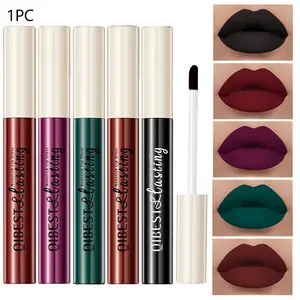 1PC matte velvet lip gloss, waterproof and long-lasting for 24 hours, silky smooth and matte texture, non stick and rich color rendering, suitable for all skin tones, essential for daily party makeup, Waterproof Longlasting
