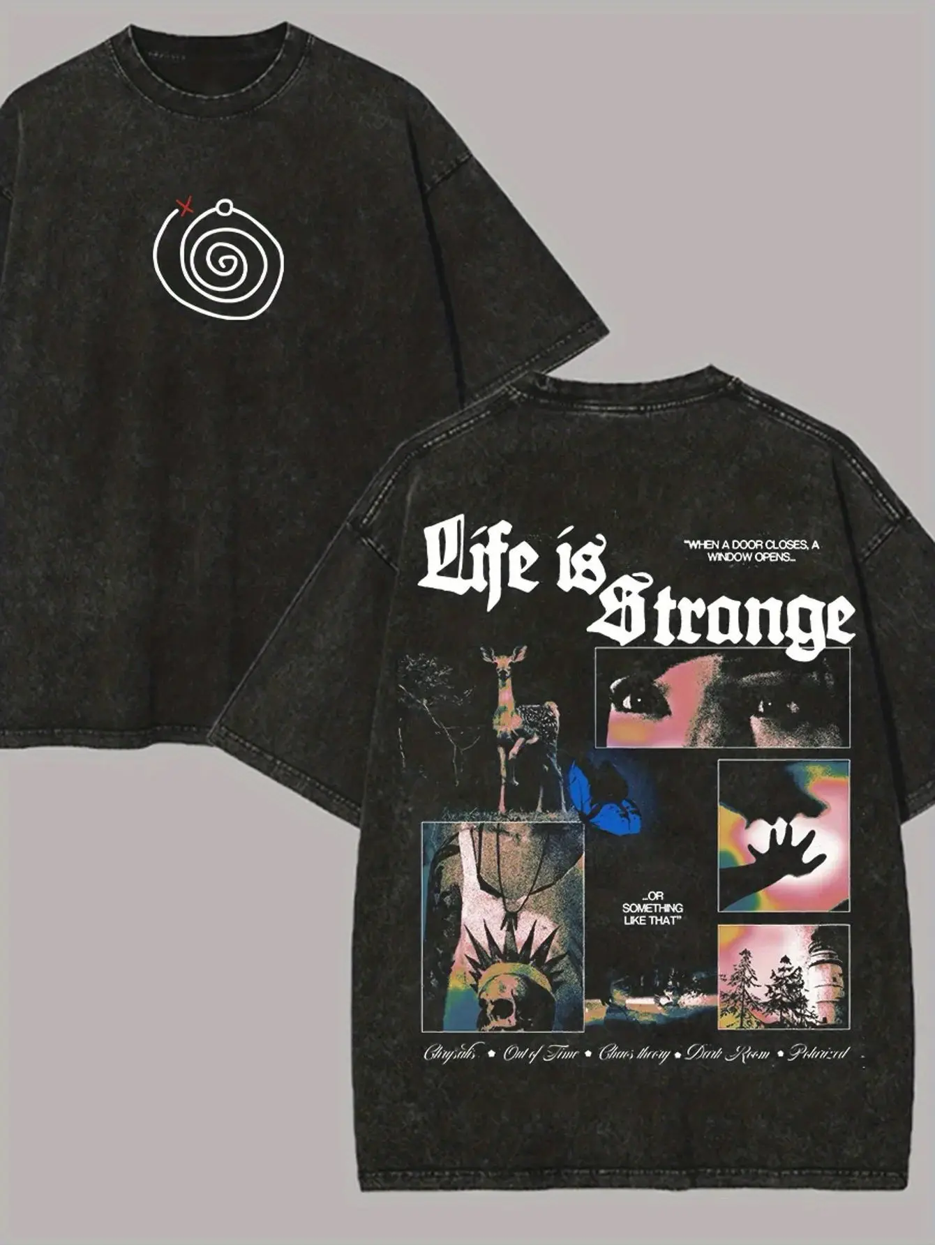 Men's Life is Strange Graphic Short-Sleeve T-Shirt - Casual Round Neck Washed Pure Cotton All-Year Wear Shortsleeve All-Seasons Comfortable Menswear Top, XL Casual Streetwear Tee Casual Crewneck Tshirt