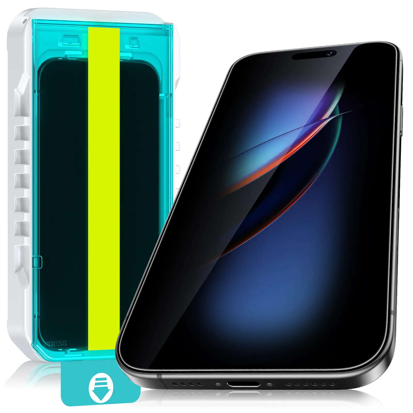 Esanik 2Pack 360° Privacy Screen Protector 4-Way Anti-Spy Tempered Glass compatible with iPhone 17 Pro Max/16 Pro Max, for iPhone Air 17Pro/17/16Pro, Shatterproof, Anti-Peep, Scratch Resistant