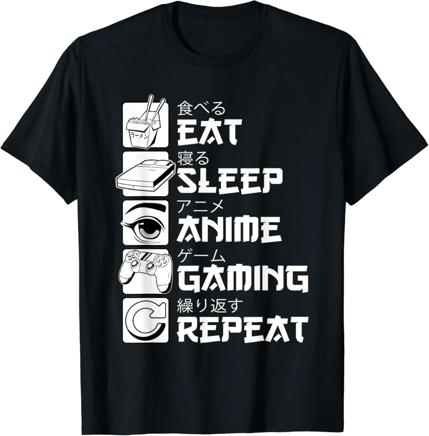 Eat Sleep Anime Gaming Repeat Kawaii Otaku Anime Manga T-Shirt - Parisbus Shop 80B0BDXRBCQD