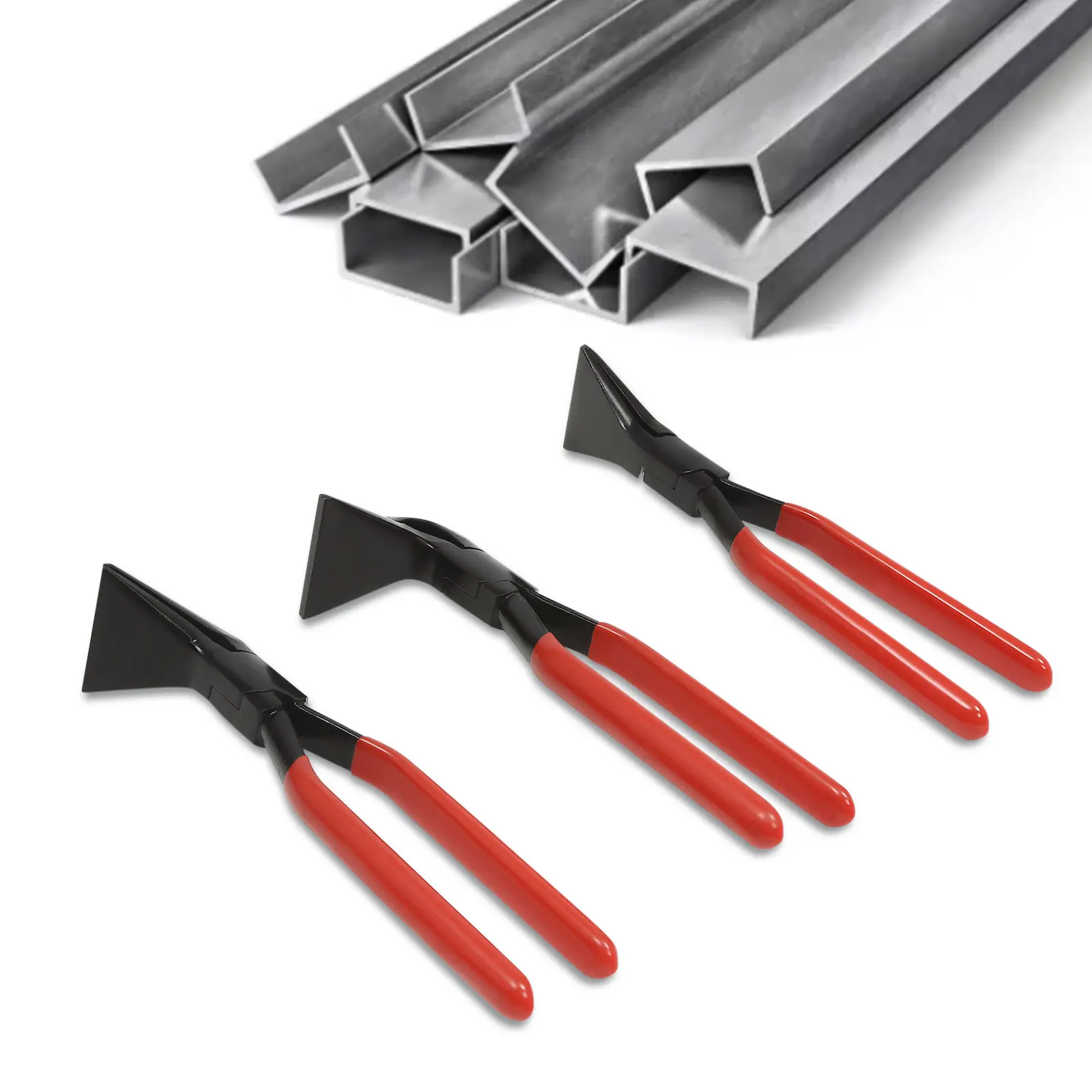 3PCS Heavy Duty Industrial Carbon Steel Hand Seamers - Straight 45°-90° Bending Pliers Set, Lightweight Sheet Metal Tool for Roofing, Plumbing,summerwins