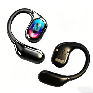 Open ear earbuds: comfortable, no blocking. Bluetooth 5.4: stable, low latency. 16mm drivers: stereo sound, clear treble/bass. 40hrs playback, 6-8hrs/charge; Type-C fast charge, ergonomic hooks. Touch control; lightweight, compact.