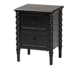 Baxton Studio Malinda Wood 2-Drawer Spindle Legs End Table