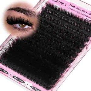 Mega Volume Lash Clusters 14-24mm Fluffy Wispy Cluster Eyelash Extensions D Curl Individual Lashes Dramatic Thick Cluster Lashes DIY Lash Extensions for Baddie Makeup by Yawamica