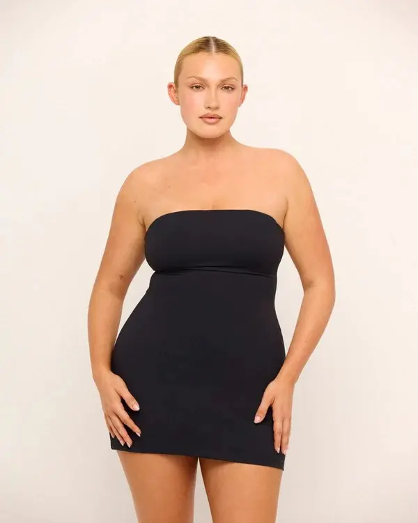 Women's Basic Summer Tube Dress with Built-in Safety Shorts, Y2K Casual Minimalist Womenswear