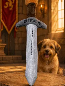 The Armored Kingdom Barkblade of Valor 11in Nylon+Plush Ballistic Dog Toy - Interactive Tough Chewer, Built-in Squeak Toy, Encourages Play, for Fetch & Tug-of-War