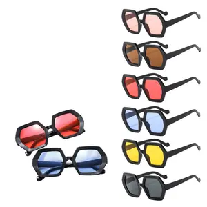 2-piece retro fashion polygon PC frame high-quality women's sunglasses, unisex, suitable for hiking, driving, fishing, mountaineering, comfortable for daily outdoor wear, the best gift for friends