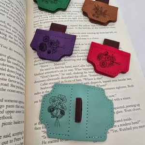 Personalized Leather Magnetic Bookmark with Birth Month Flower Engraving Custom Gift for Book Lovers Unique Floral Design Strong Hold for Softcover Books Ideal for Birthday or Holiday