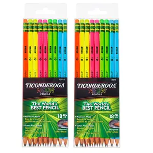 Dixon Ticonderoga  Ticonderoga Neon Pencil for Grade K-12, Assorted Color - Pack of 2 - 18 Count