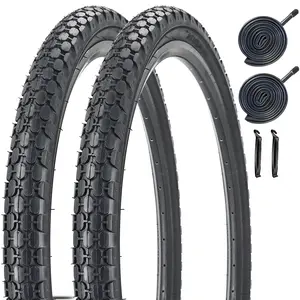 2 Pack 26 Inch Bike Tires 26 x 2.125 Beach Cruiser Bicycle Folding Comfortable Replacement Tires Black Wall or White Wall with 2pcs Bike Tire Inner Tubes Schrader Valve 32mm for 26 x 1.75/1.95/2.0/2.10/2.125 Beach Cruiser and Urban Commuting Bicycle