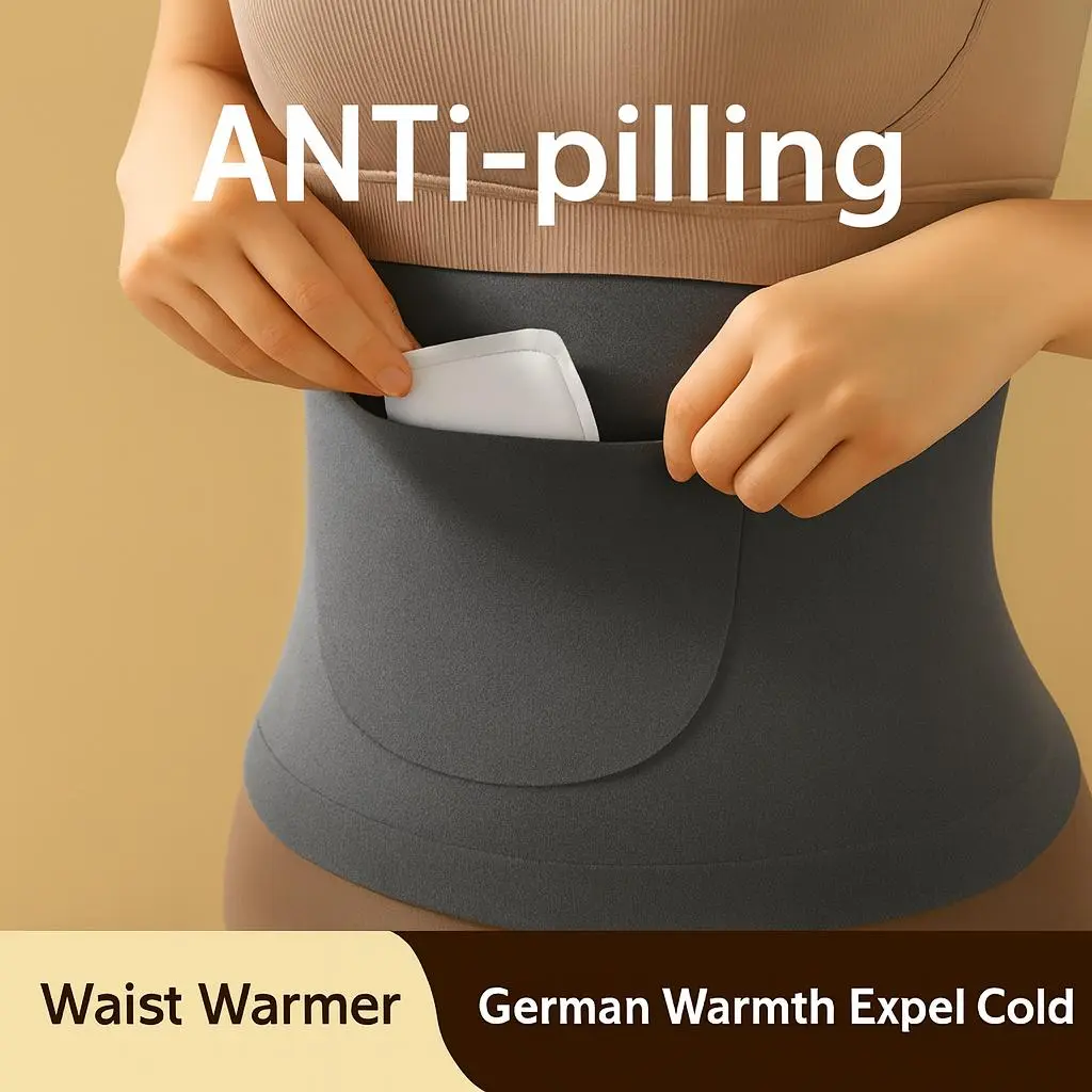 Women's Waist Warmer Support Belt in Soft Elastic Fabric, with Abdominal Pockets for Heat Packs for Menstrual & Back Pain Relief, Women's Clothes, Healthcare