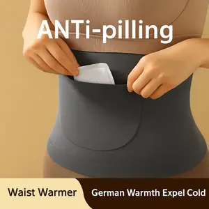 German-style waist support belt with heating function to warm the stomach and relieve back pain; double pockets for women to keep warm and protect against cold.
