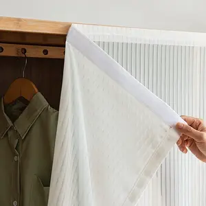 1pc Vertical Blinds Solid Color Stripe Pattern Sheer Curtain, Self-Adhesive Magic Tape, Scratch-Resistant, Dustproof, No Drilling, for Windows, Doors, Walls, Cabinets