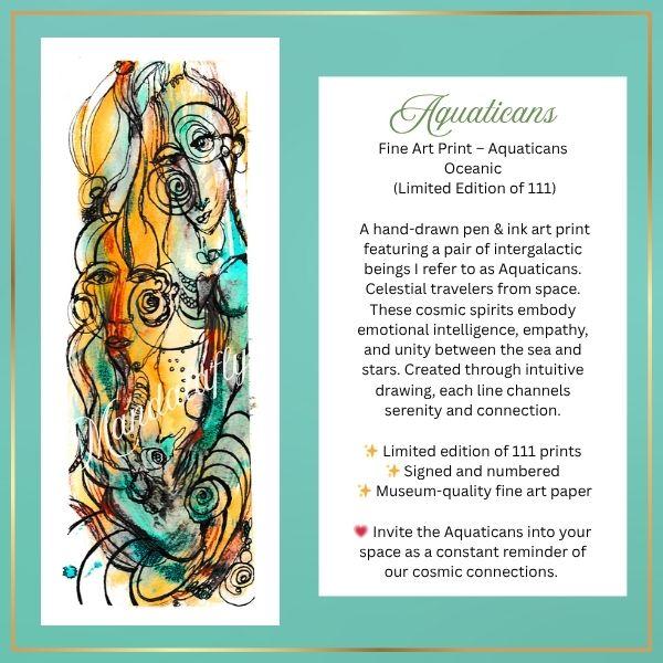Aquaticans Fine Art Print by Michelle Crisanti Visionary Pen and Ink Drawing on Museum-Quality Paper Limited Edition with Certificate of Authenticity Ideal for Mythology Lovers and Sacred Spaces