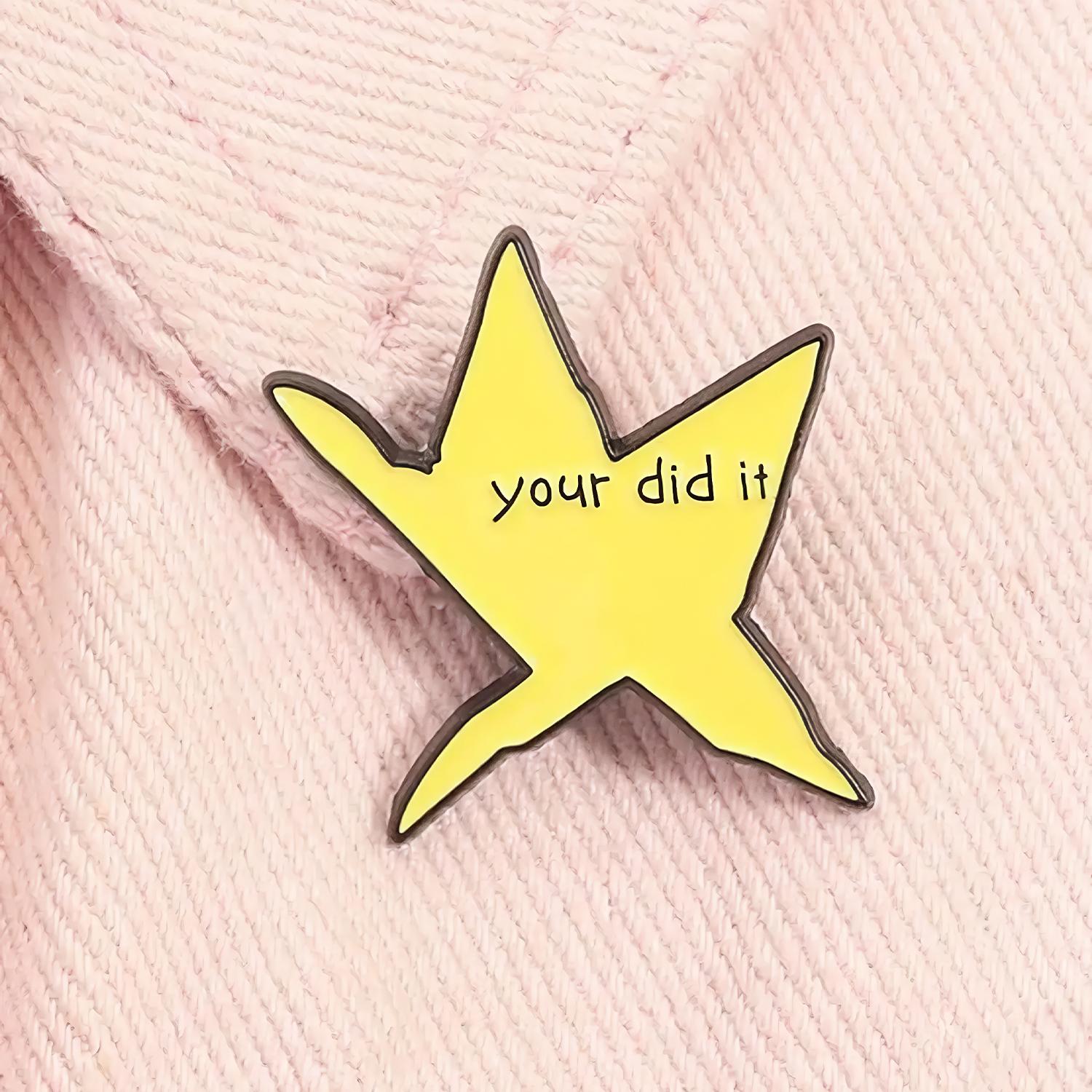 2PCS “You Did It” Star Enamel Pins – Motivational Funny Badge for Jackets, Hats, Backpacks – Gifts for Friends & Coworkers