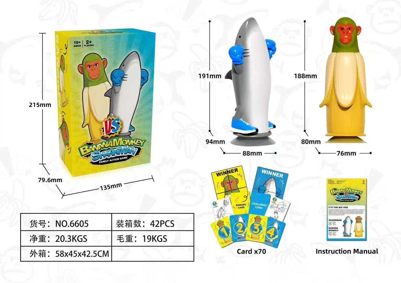 Banana Monkey vs Shark Party Board Game – Parent-Child Interactive Game, Decorative Toy