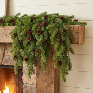 Realistic Pine Needle Dog Tail Branch Vine, Artificial Pine Cone Decorative Greenery, Perfect for Christmas, Halloween, Thanksgiving, Home Party Decoration