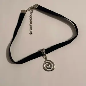 Spiral Charm on an Adjustable Black Velvet Choker Necklace