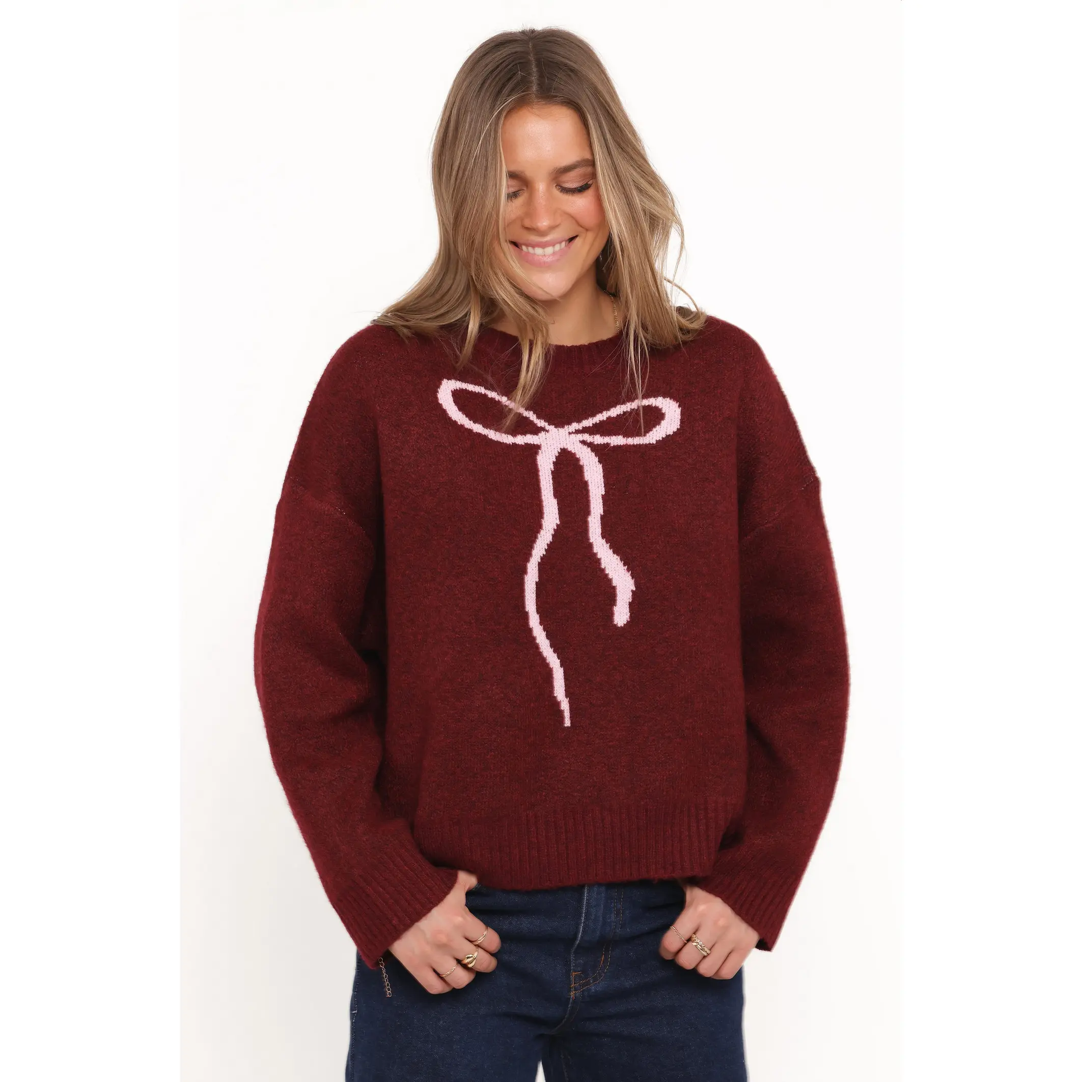 Kaori Bow Sweater - Burgundy
