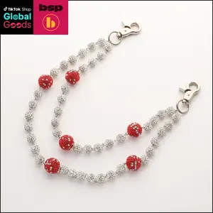 Red Iced Out Pants Chain Hip Hop Bling Jeans Chain Streetwear Rapper Belt Chain Accessory for Bold Statement and Versatile Styling