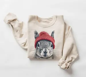 Retro Squirrel Wearing Beanie Vintage Wildlife Unisex Sweatshirt