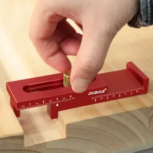 Woodworking Mortise and Tenon Tool, Movable Measuring Block, Aluminum Alloy Line Sawtooth Ruler, Depth Measuring Ruler, Power Tool Accessories