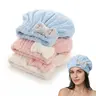 Women's 3-Pack Plush Microfiber Hair Wrap Towels - Ultra-Water-Absorbent Quick-Dry Caps with Elastic Band & Bow, One Size Travel Fast-Drying Lightweight Towels for After Showering, Thick Curly Hair