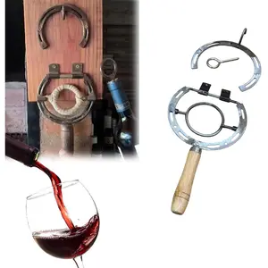 Rustic Horseshoe Wine Opener Corkscrew, Wall Mounted Horseshoe Bottle Opener, Side Bottle Opener, Vintage Industrial Decor, Unique Gift for Wine Lovers