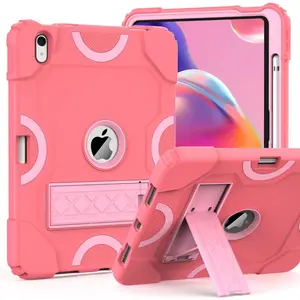 SQ-CPC004 for iPad A16 11th Generation 2025 / 10th Gen Case 2022, for 11 Inch / 10.9 Inch iPad Case with Pencil Holder Heavy Duty Rugged Protective Cover with Kickstand for Girls Kids Rose Pink