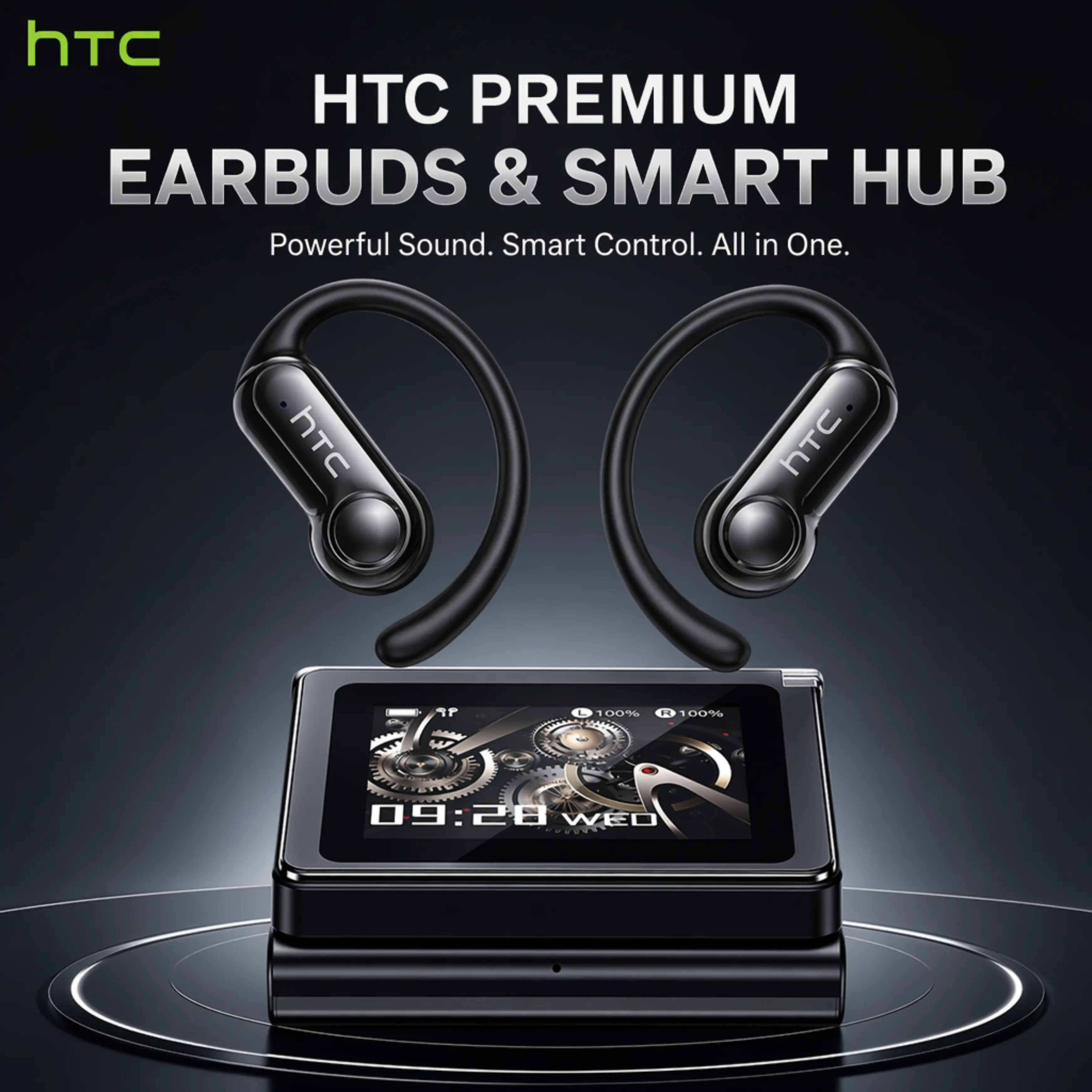 HTC NE80 Bluetooth V6.0 Headphones LCD Smart Touchscreen Wireless Earphones, Long Life with HD Microphone Gaming Earbuds, Waterproof & Sweatproof, Headset Ideal Traveling Gadgets & Electronic Gifts for Men and Women