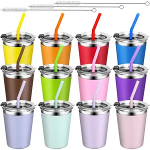 Toddler Cups with Spill, 12pack Kids Sippy Cups With, Lids and Colorful Removable Sleeves, 12oz Reusable Stainless Tumblers for Indoor/