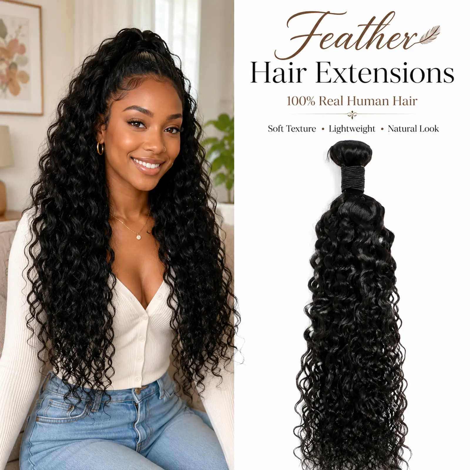 12A Brazilian Virgin Water Wave Human Hair Bundles Natural Black 12–30 Inch 100% Remy Human Hair Double Weft Soft Silky Full Thick No Shedding No Tangle Heat Styling Human Hair Extensions