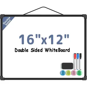 Double-Sided Dry Erase Board for Wall, 16"x12" Hanging Whiteboard, Small Dry Erase White Board kit, Portable for Students - Planning, Drawing, Memo, , Black Frame