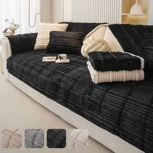 1PC Thick Plush Sofa Cover, Soft Corduroy Couch Cover, Sofa Slipcover with Sherpa Backing, Anti-Slip Warm Sofa Mat, Washable Couch Seat Pad for Living Room, Pet Friendly Furniture Protector for Armchair, Loveseat, 2/3/4 Seater & Sectional Sofa