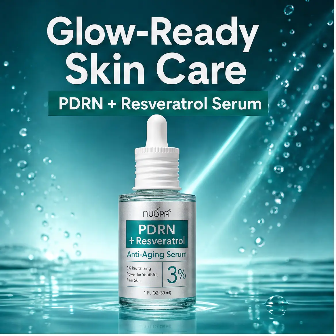 3% PDRN + Resveratrol Anti-Aging Serum (30ml) - Advanced Skin Repair & Firming Treatment | Boosts Elasticity & Radiant Glow | With Niacinamide & Hyaluronic Acid | Non-Sticky Glass Skin Secret