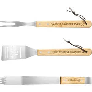 Grilling BBQ Tool Accessories Set-3PCS Stainless Steel Grilling Spatula Tong Fork Birthday Present Outdoor Camping Barbecue Supplies